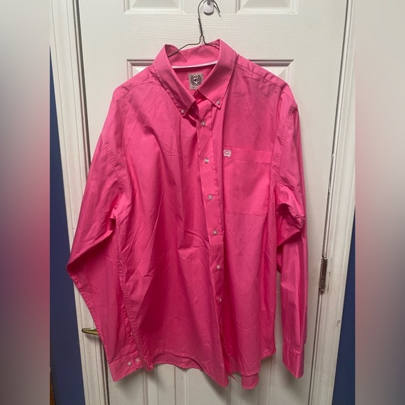 Cinch Men’s Solid Pink  Button-Down Western  Shirt Size M with Front Pocket - Picture 2 of 7